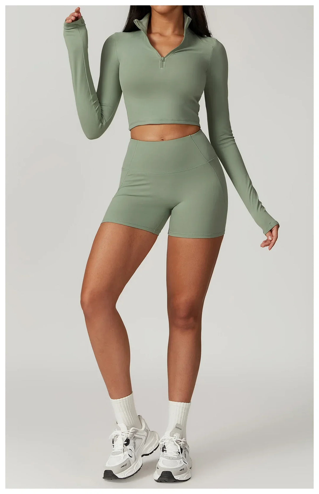 Slim Fit Długi Rękaw Kurtka do Jogi z Pół-Zipem