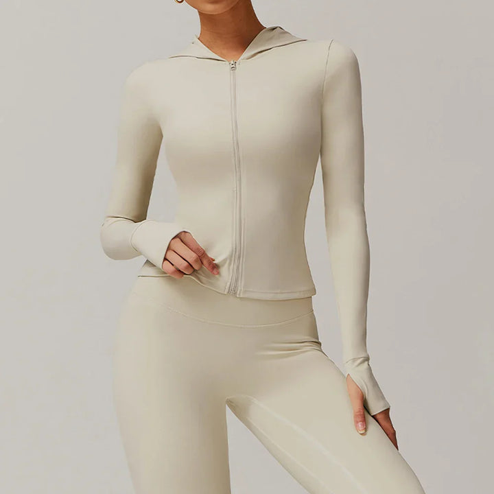 Kobieta Sportowa Kurtka z Kapturem i Długim Rękawem z Zamkiem