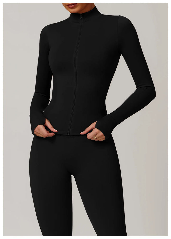 Nowa bezszwowa kurtka do jogi modelująca sylwetkę z zamkiem błyskawicznym