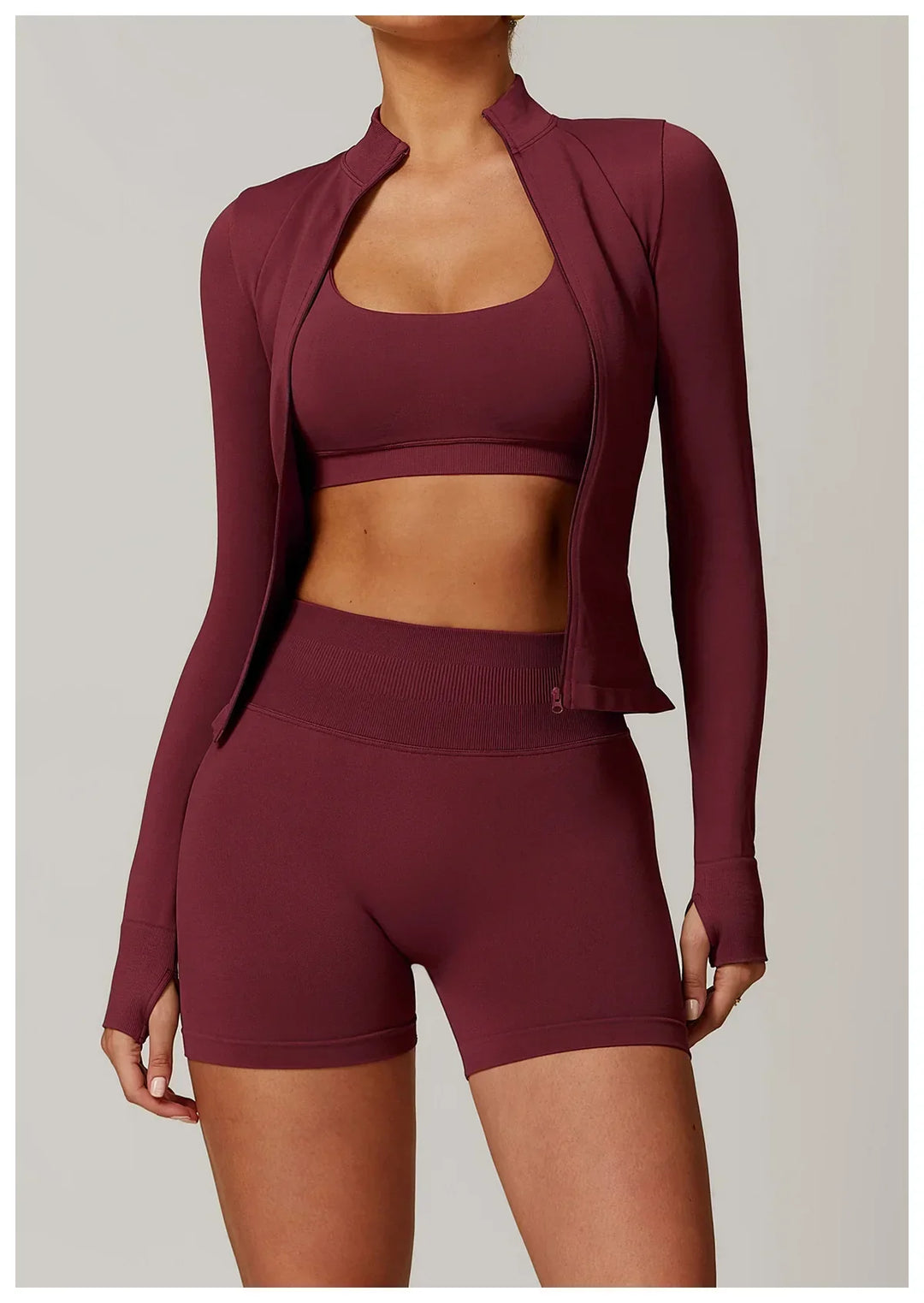 Nowa bezszwowa kurtka do jogi modelująca sylwetkę z zamkiem błyskawicznym