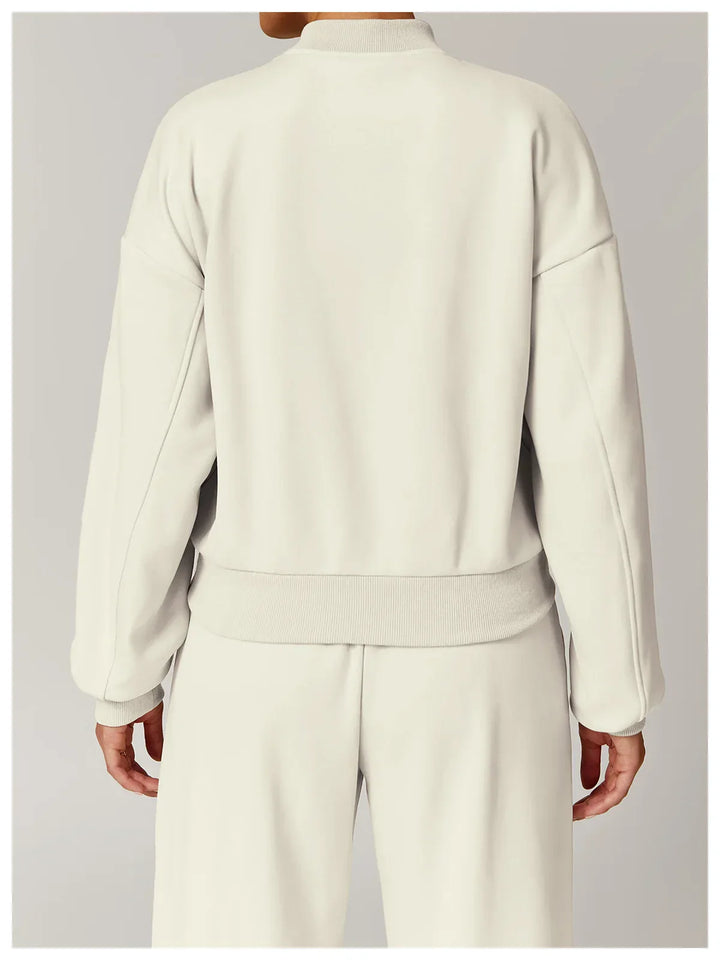 Luźna dresowa kurtka z zamkiem błyskawicznym i długim rękawem