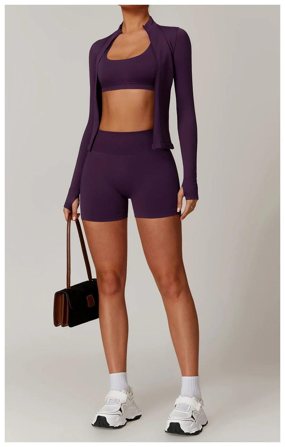 Nowa bezszwowa kurtka do jogi modelująca sylwetkę z zamkiem błyskawicznym