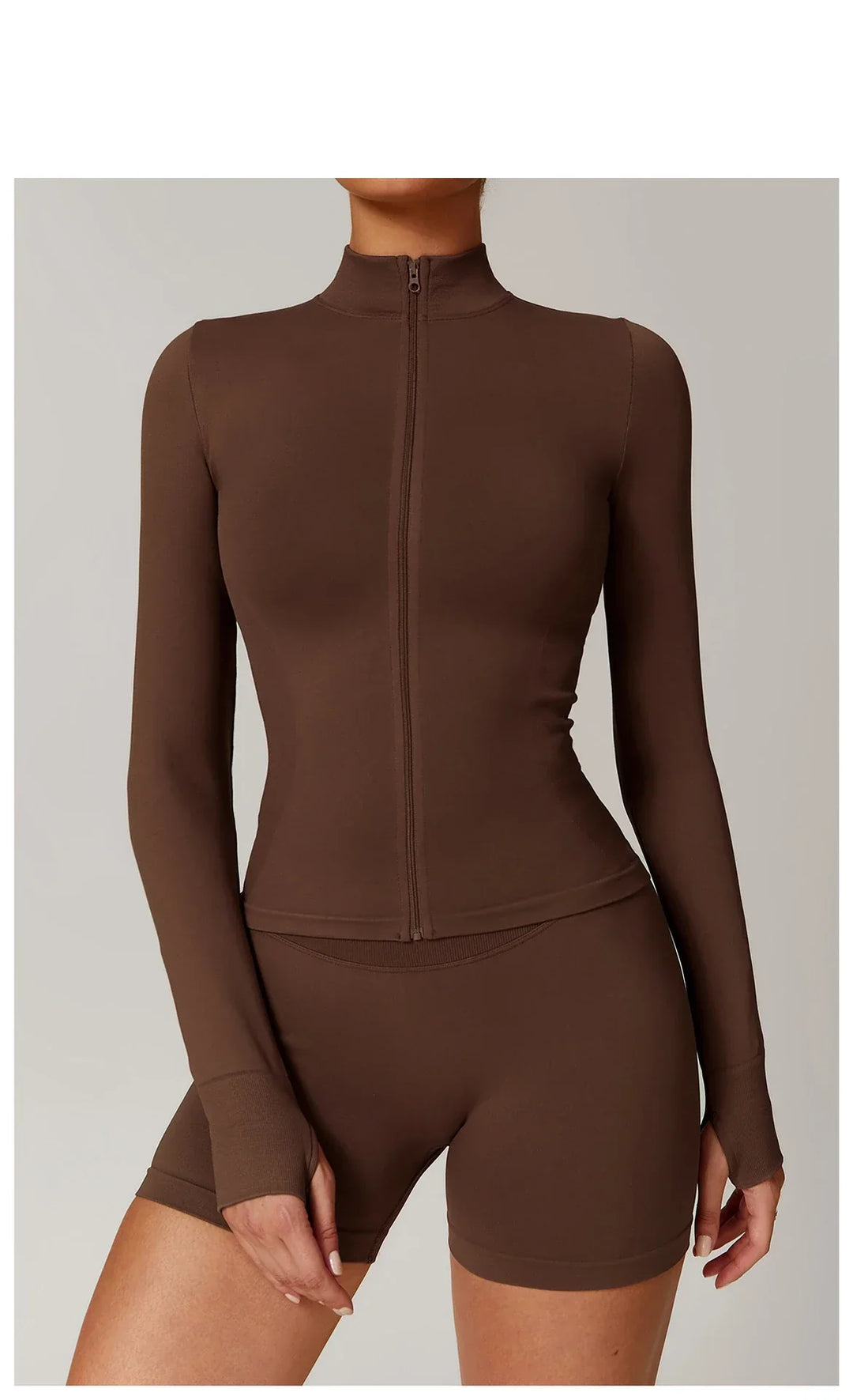 Nowa bezszwowa kurtka do jogi modelująca sylwetkę z zamkiem błyskawicznym