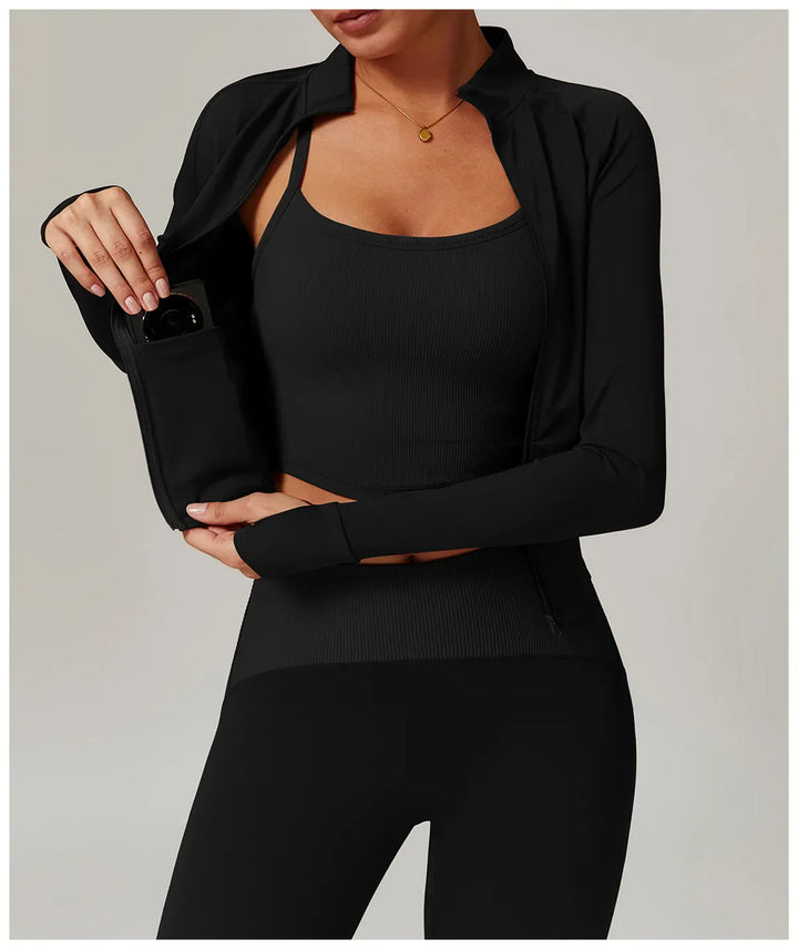 Smukła, wiatroszczelna kurtka sportowa z długim rękawem