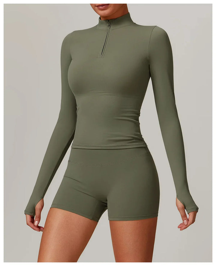 Slim Fit Długi Rękaw Kurtka Zewnętrzna do Joggingu z Połową Zamka