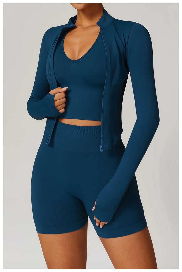 Bezszwowa kurtka z długimi rękawami i zamkiem