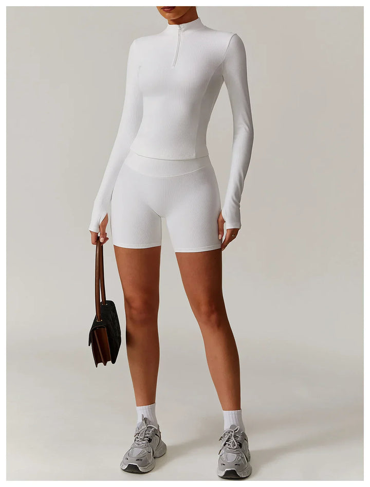 Damska kurtka do jogi z długim rękawem i półsuwnym zamkiem