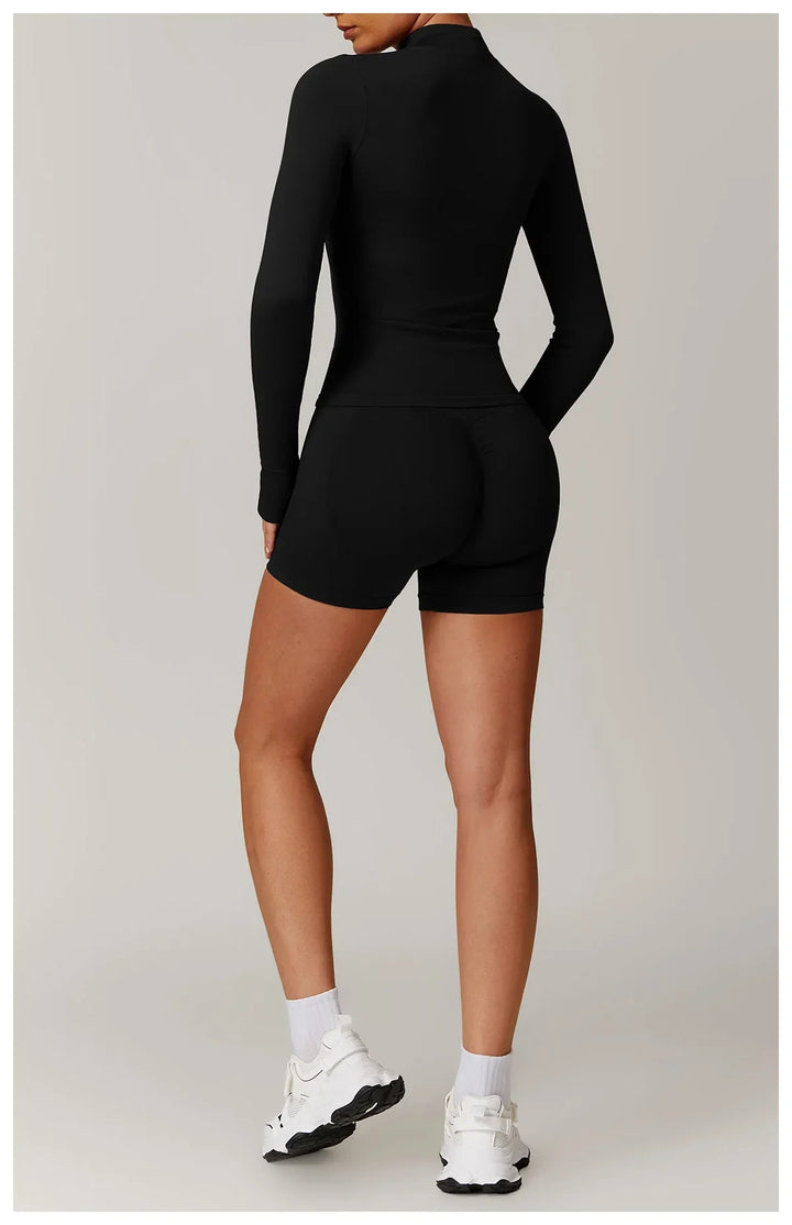 Nowa bezszwowa kurtka do jogi modelująca sylwetkę z zamkiem błyskawicznym