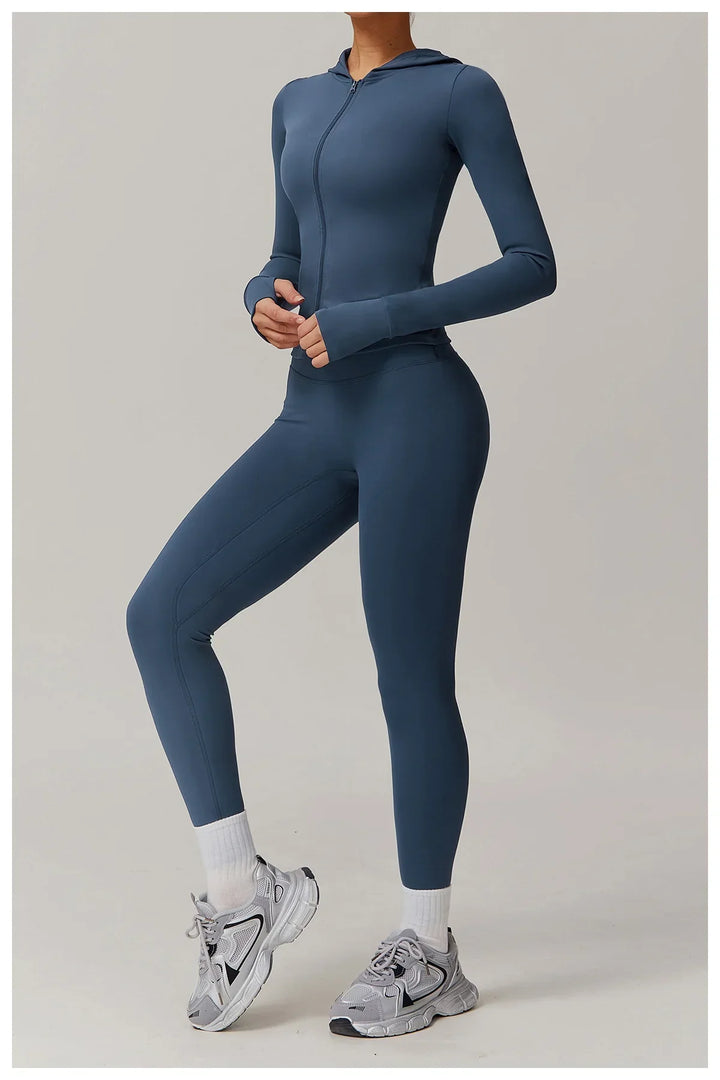 Kobieta Sportowa Kurtka z Kapturem i Długim Rękawem z Zamkiem