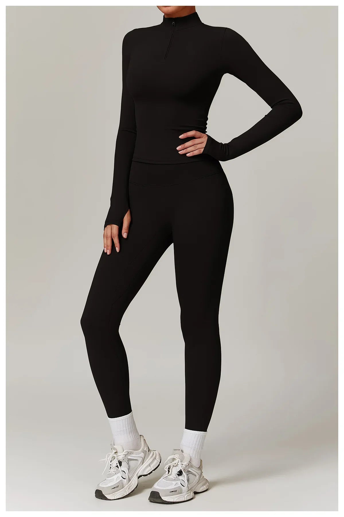 Slim Fit Długi Rękaw Kurtka Zewnętrzna do Joggingu z Połową Zamka