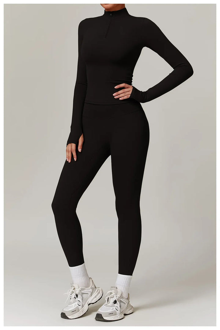 Slim Fit Długi Rękaw Kurtka Zewnętrzna do Joggingu z Połową Zamka