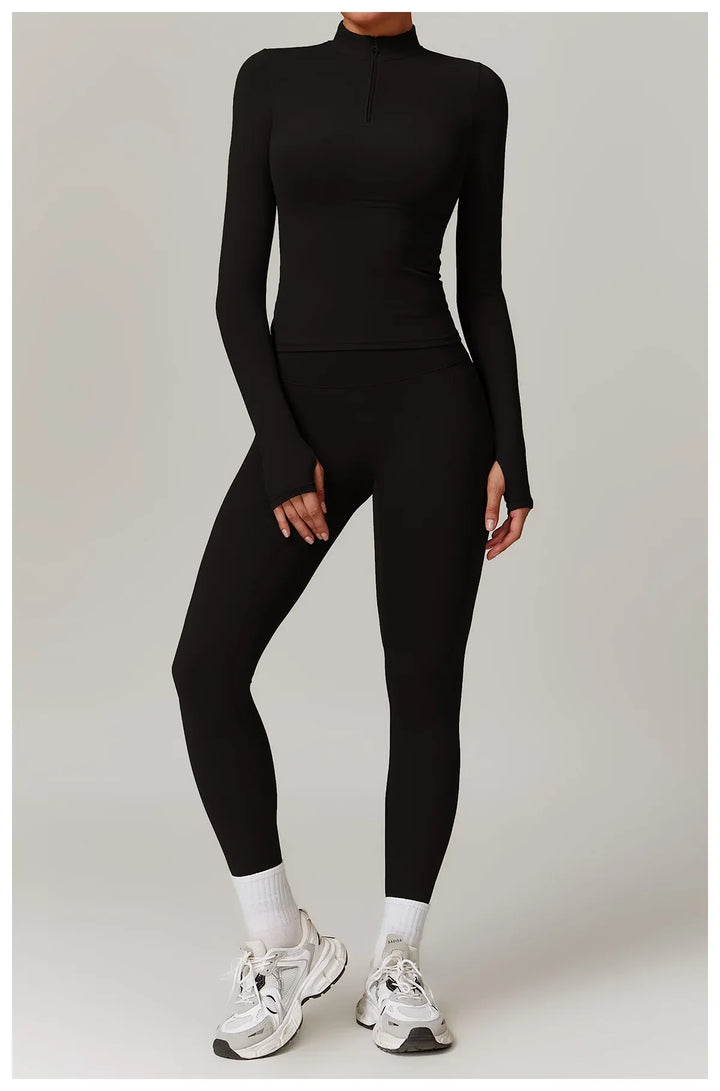 Slim Fit Długi Rękaw Kurtka Zewnętrzna do Joggingu z Połową Zamka