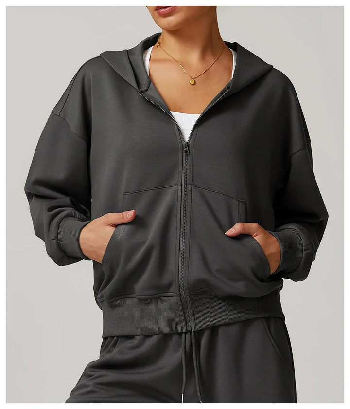 Wytrzymała Luźna Bluza z Kapturem i Długimi Rękawami