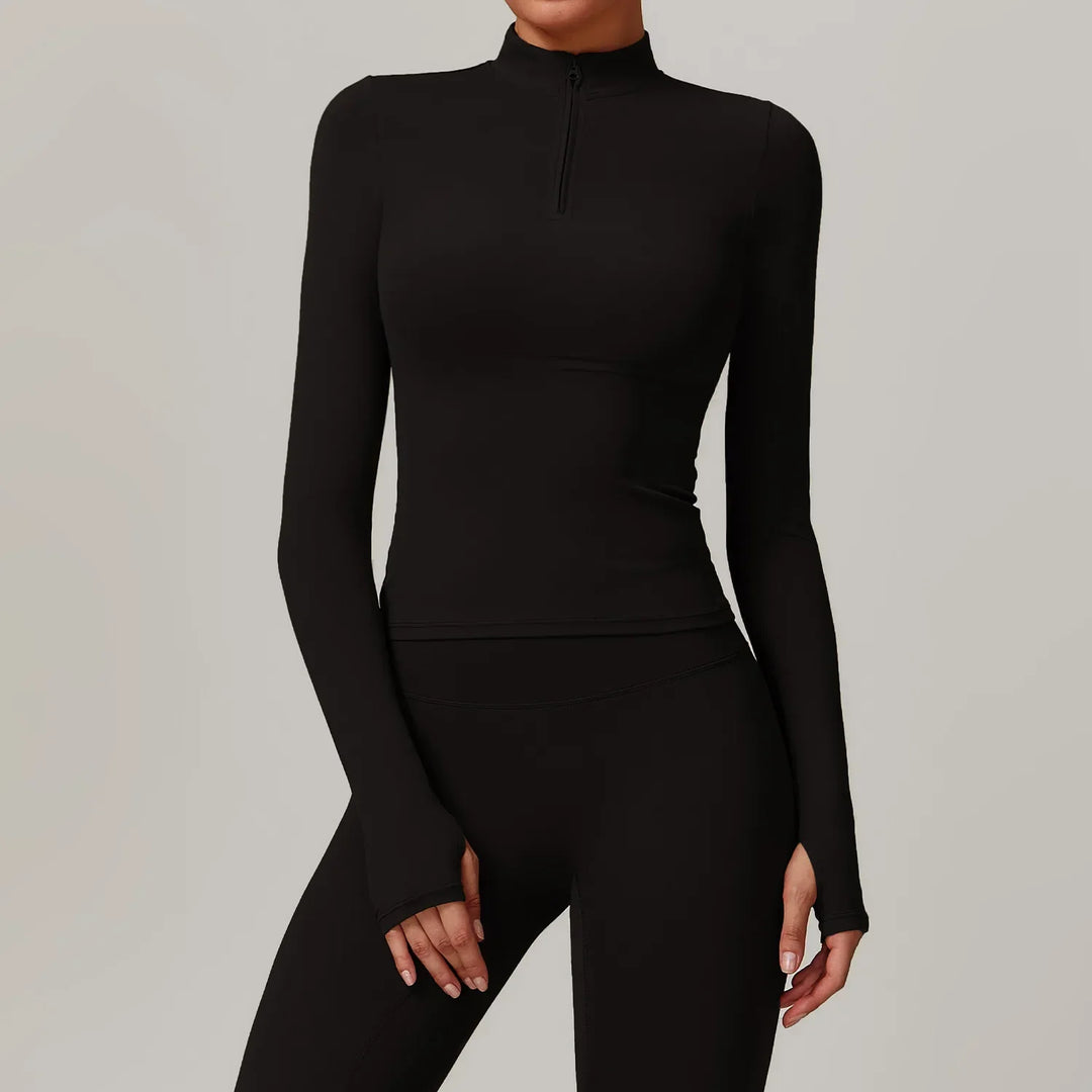 Slim Fit Długi Rękaw Kurtka Zewnętrzna do Joggingu z Połową Zamka