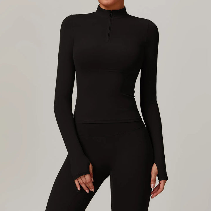 Slim Fit Długi Rękaw Kurtka Zewnętrzna do Joggingu z Połową Zamka