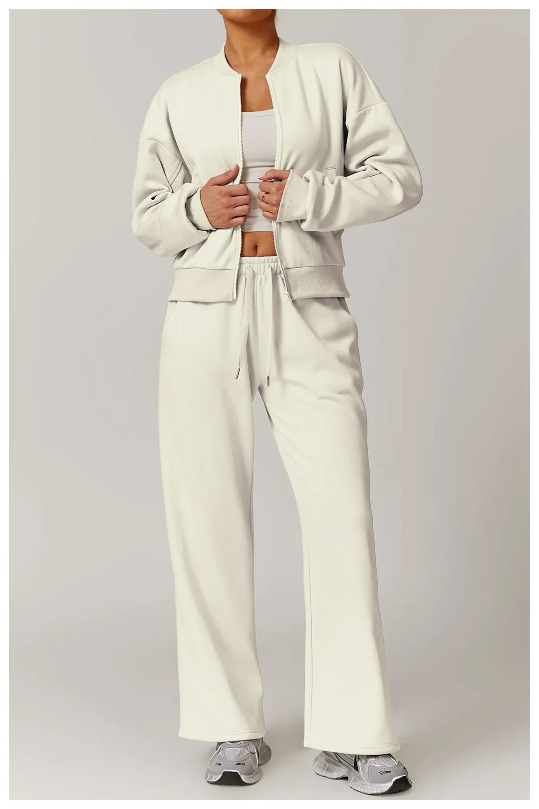 Luźna dresowa kurtka z zamkiem błyskawicznym i długim rękawem