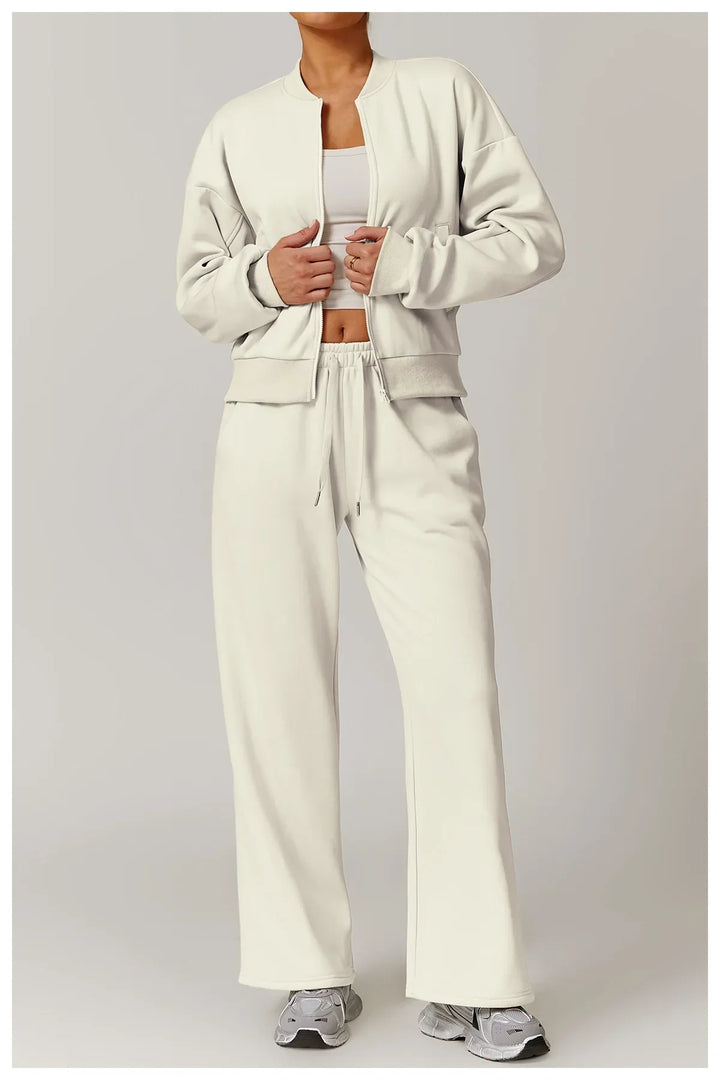 Luźna dresowa kurtka z zamkiem błyskawicznym i długim rękawem