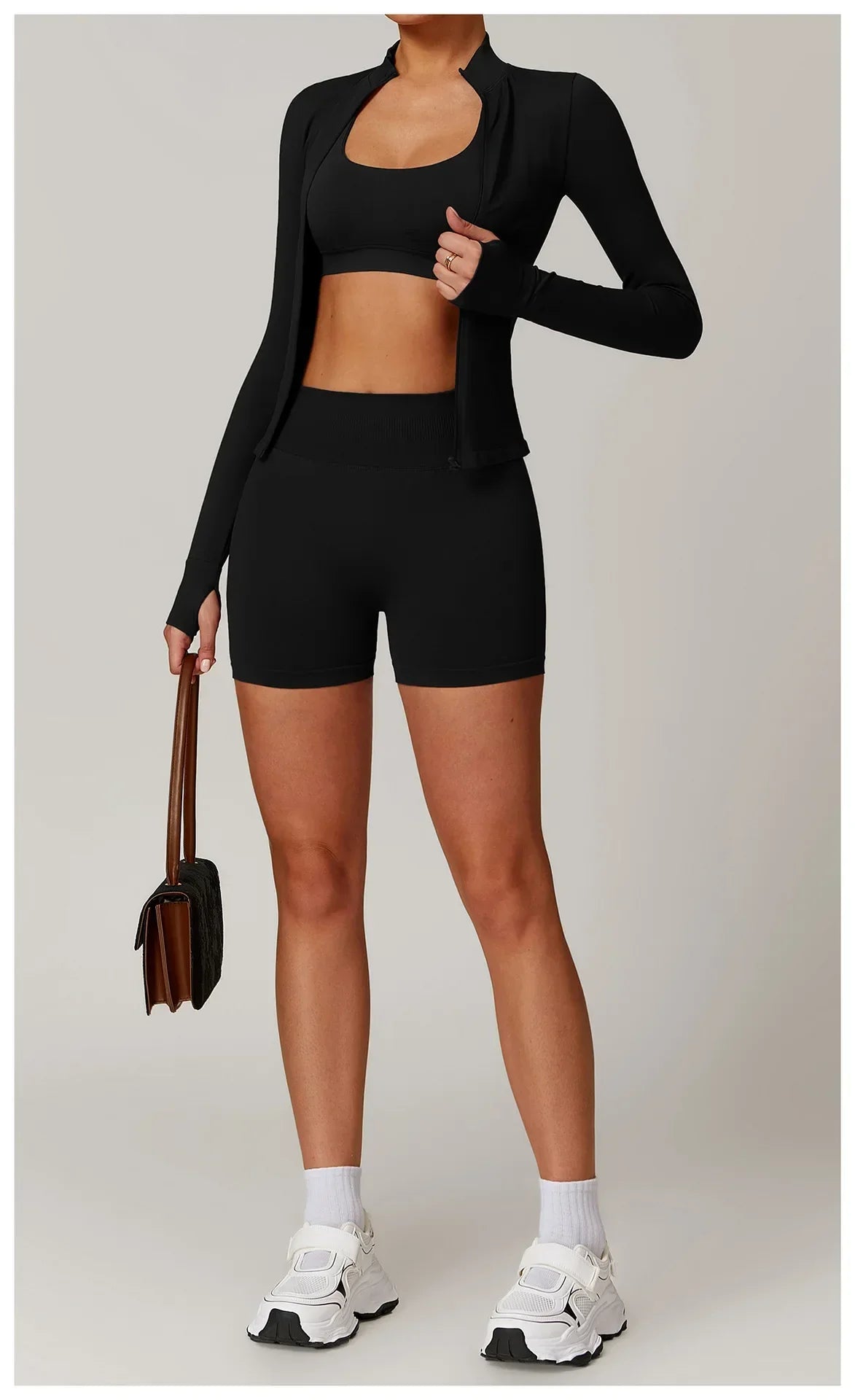 Nowa bezszwowa kurtka do jogi modelująca sylwetkę z zamkiem błyskawicznym