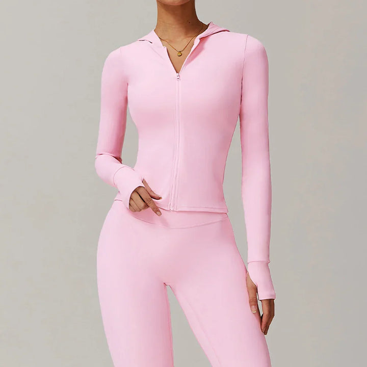 Kobieta Sportowa Kurtka z Kapturem i Długim Rękawem z Zamkiem