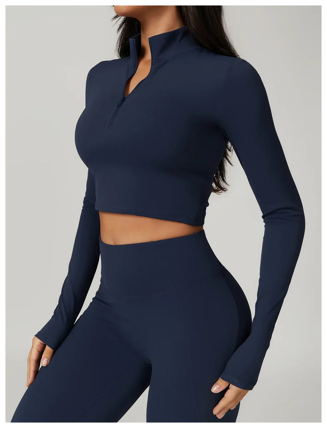 Slim Fit Długi Rękaw Kurtka do Jogi z Pół-Zipem