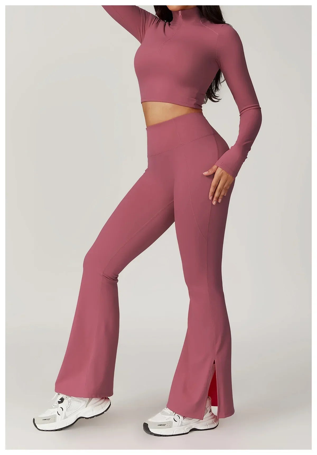 Slim Fit Długi Rękaw Kurtka do Jogi z Pół-Zipem