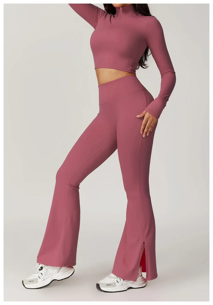 Slim Fit Długi Rękaw Kurtka do Jogi z Pół-Zipem