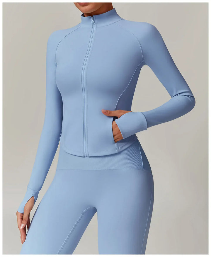 Smukła, wiatroszczelna kurtka sportowa z długim rękawem