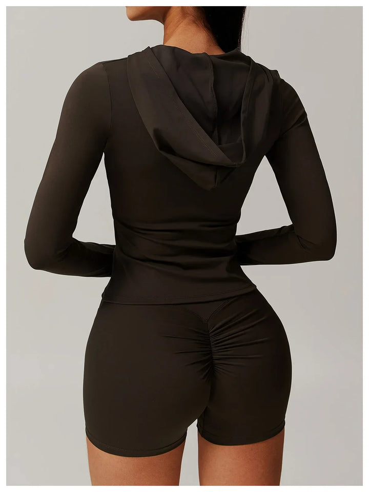 Kobieta Sportowa Kurtka z Kapturem i Długim Rękawem z Zamkiem