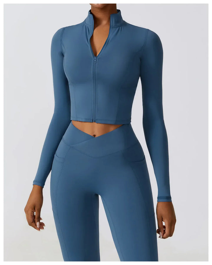 Damska kurtka z długim rękawem i zamkiem błyskawicznym