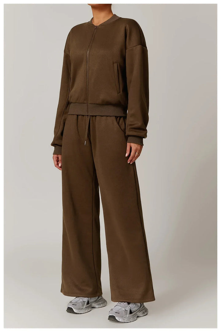 Luźna dresowa kurtka z zamkiem błyskawicznym i długim rękawem