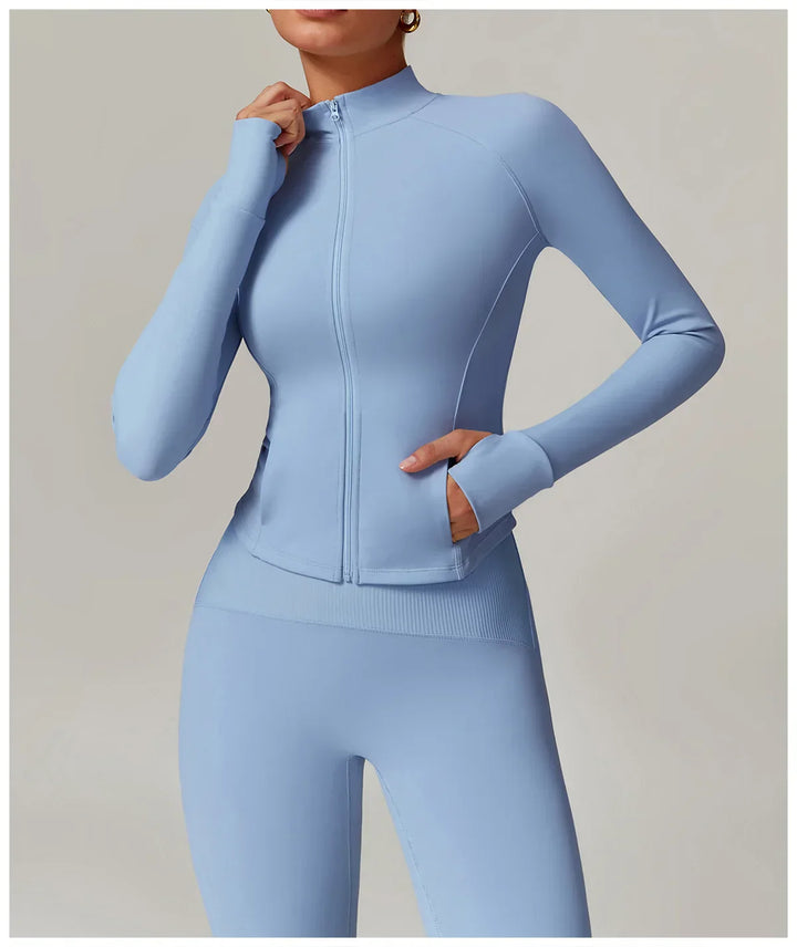 Smukła, wiatroszczelna kurtka sportowa z długim rękawem