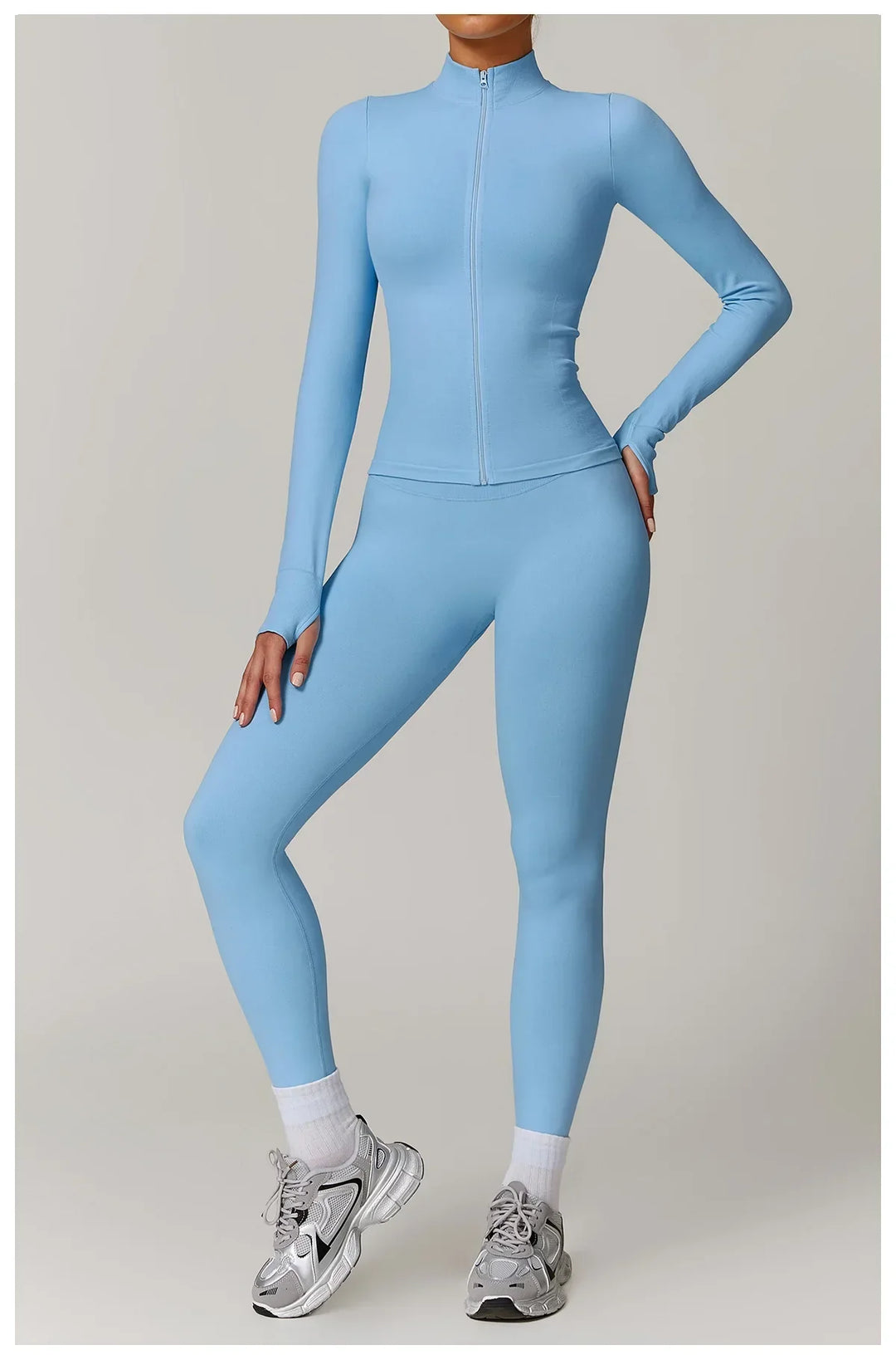 Nowa bezszwowa kurtka do jogi modelująca sylwetkę z zamkiem błyskawicznym