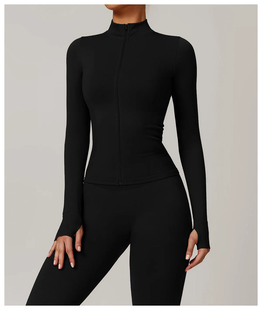 Nowa bezszwowa kurtka do jogi modelująca sylwetkę z zamkiem błyskawicznym