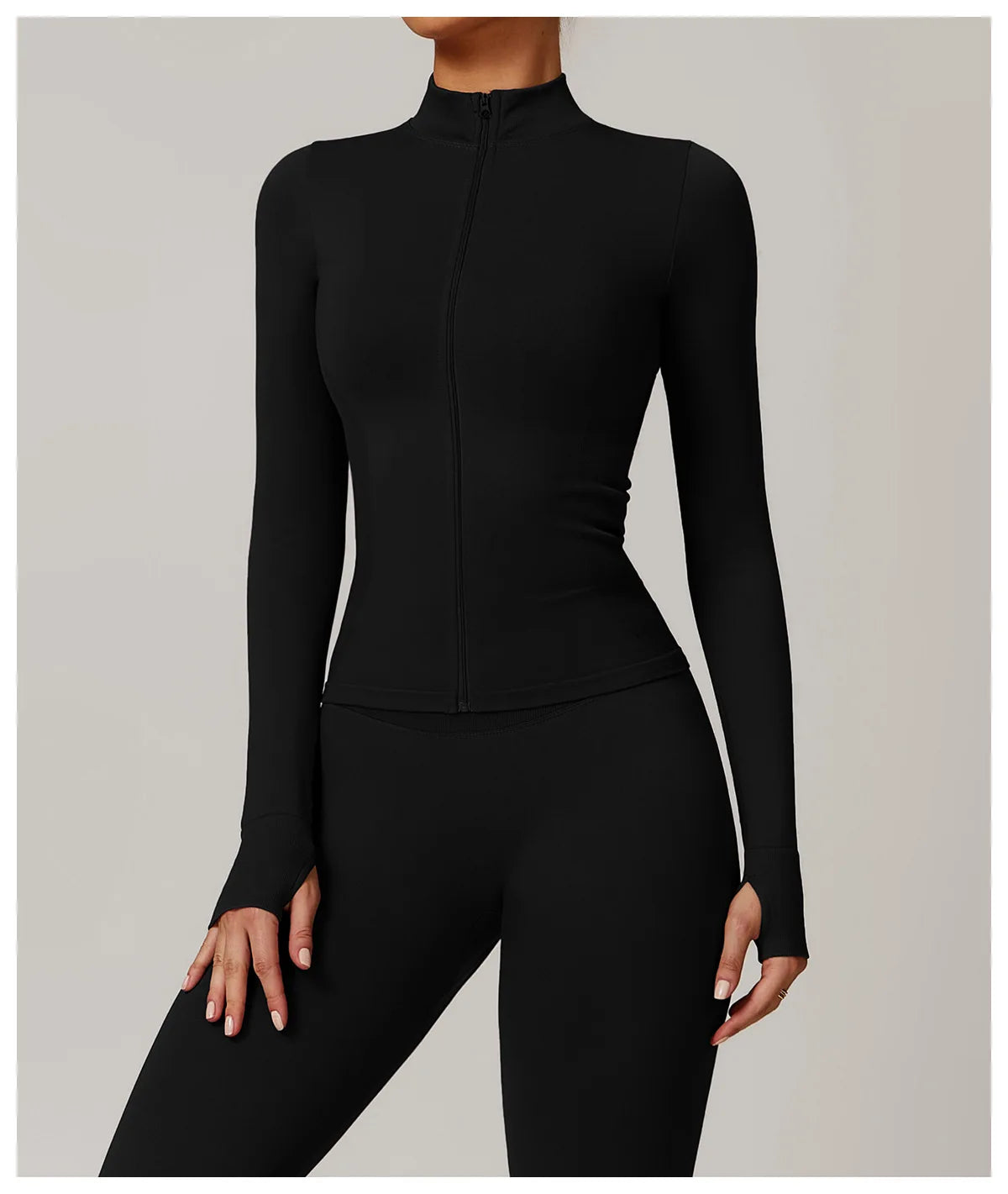 Nowa bezszwowa kurtka do jogi modelująca sylwetkę z zamkiem błyskawicznym