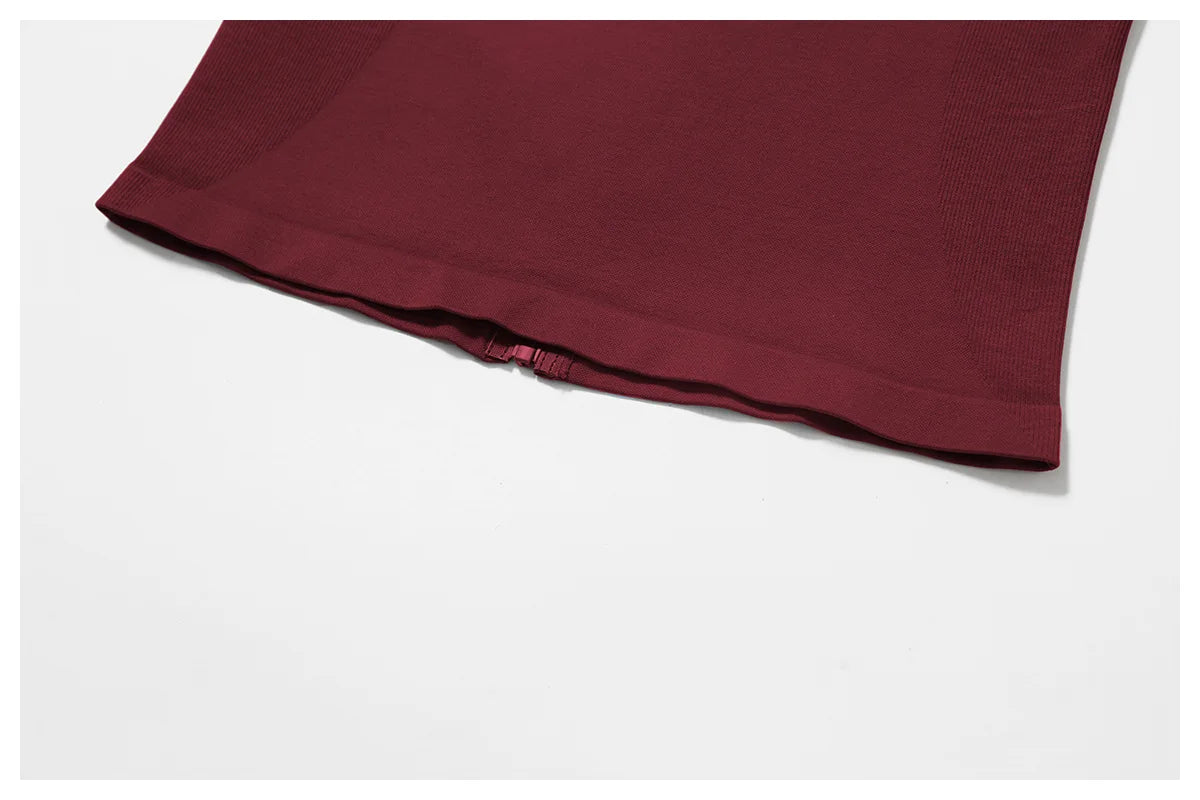 Nowa bezszwowa kurtka do jogi modelująca sylwetkę z zamkiem błyskawicznym