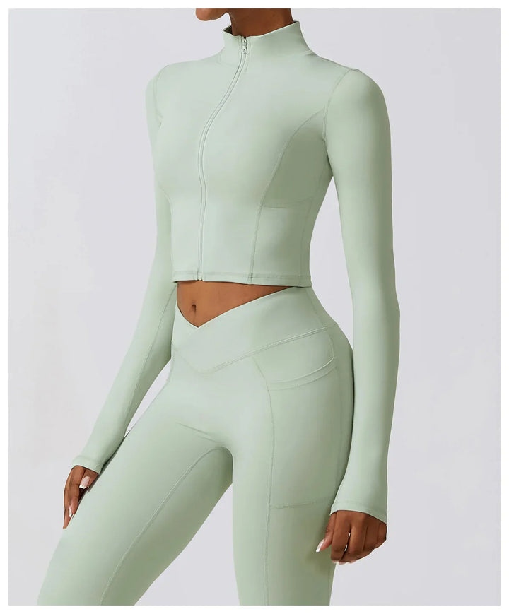 Damska kurtka z długim rękawem i zamkiem błyskawicznym