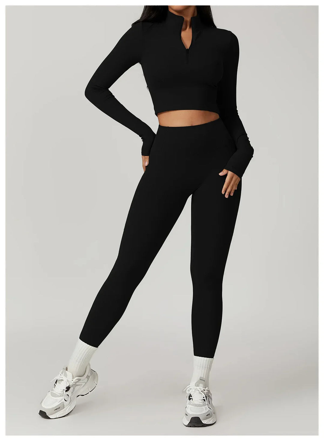 Slim Fit Długi Rękaw Kurtka do Jogi z Pół-Zipem