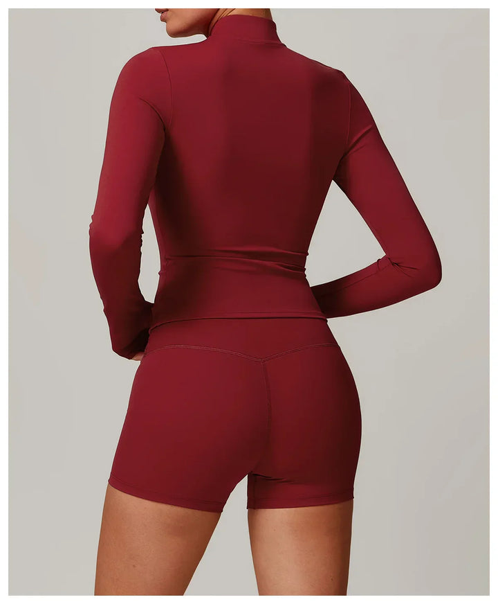 Slim Fit Długi Rękaw Kurtka Zewnętrzna do Joggingu z Połową Zamka