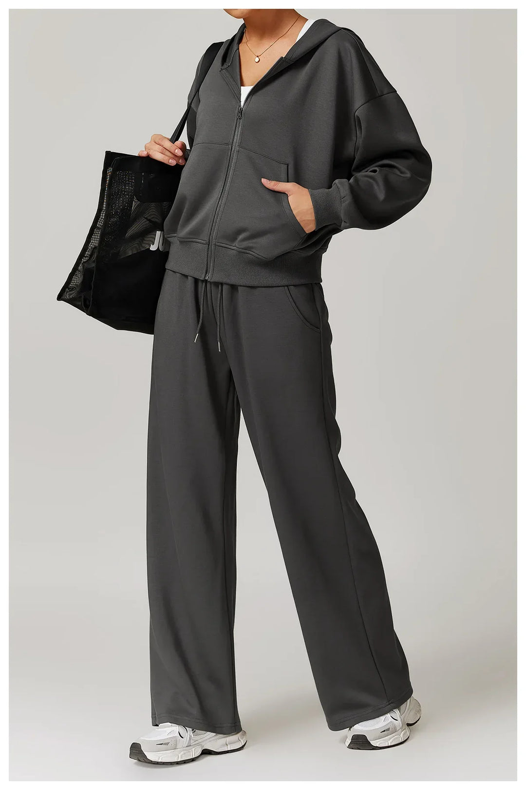 Wytrzymała Luźna Bluza z Kapturem i Długimi Rękawami