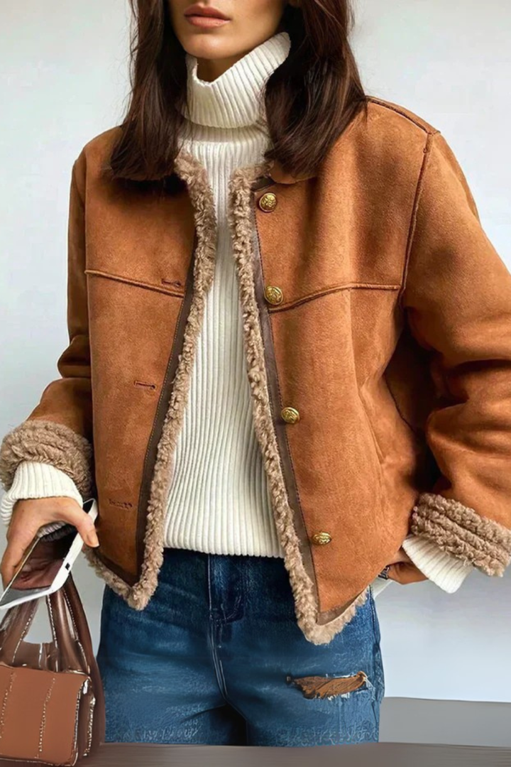 Ruby - Ciepła Kurtka z Wyściółką z Owczej Skóry