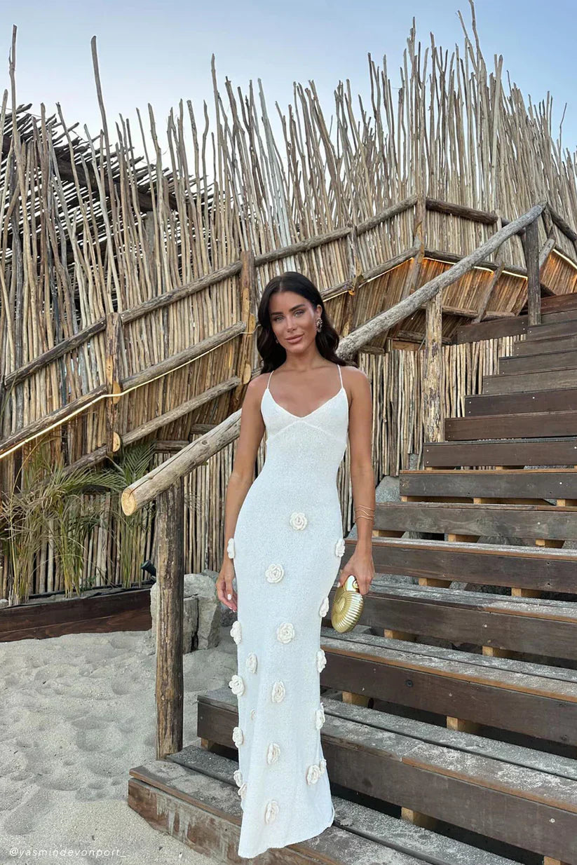 Milava™ | Nayla Maxi Sukienka Szydełkowana z Kwiatowym Wzorem