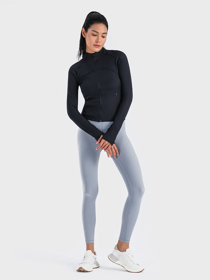 Długo rękawowa kurtka sportowa z zamkiem