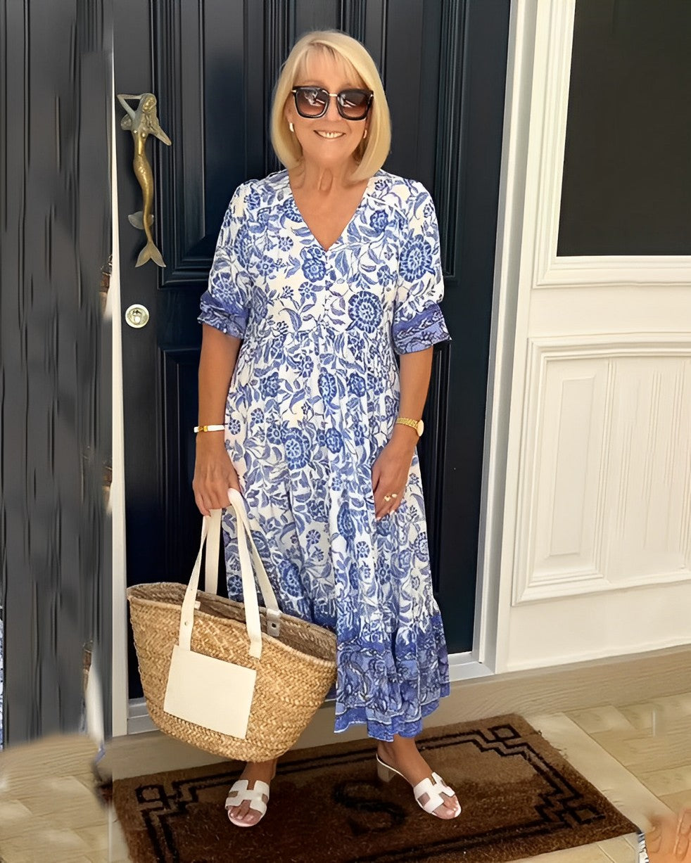 Milava™ | Stylowa Sukienka w Kwiaty z Dekoltem w Serek