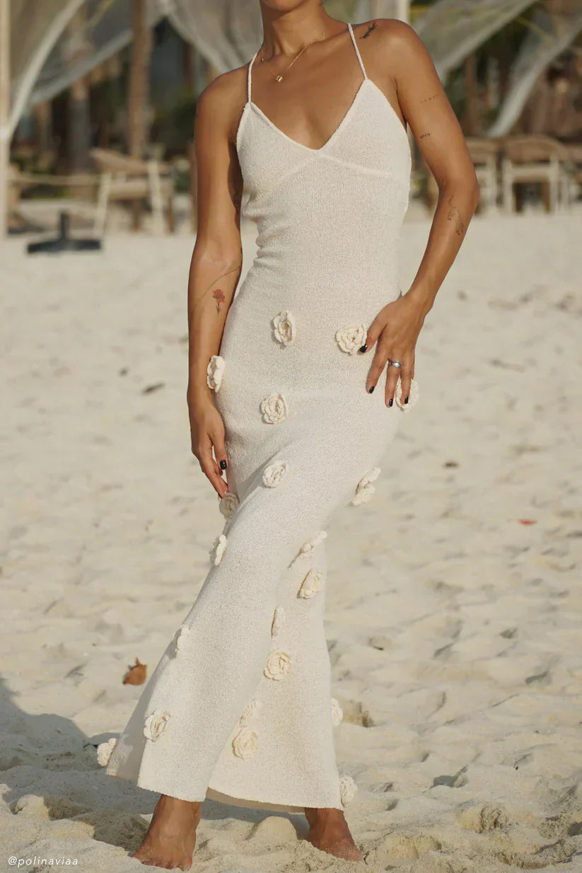 Milava™ | Nayla Maxi Sukienka Szydełkowana z Kwiatowym Wzorem