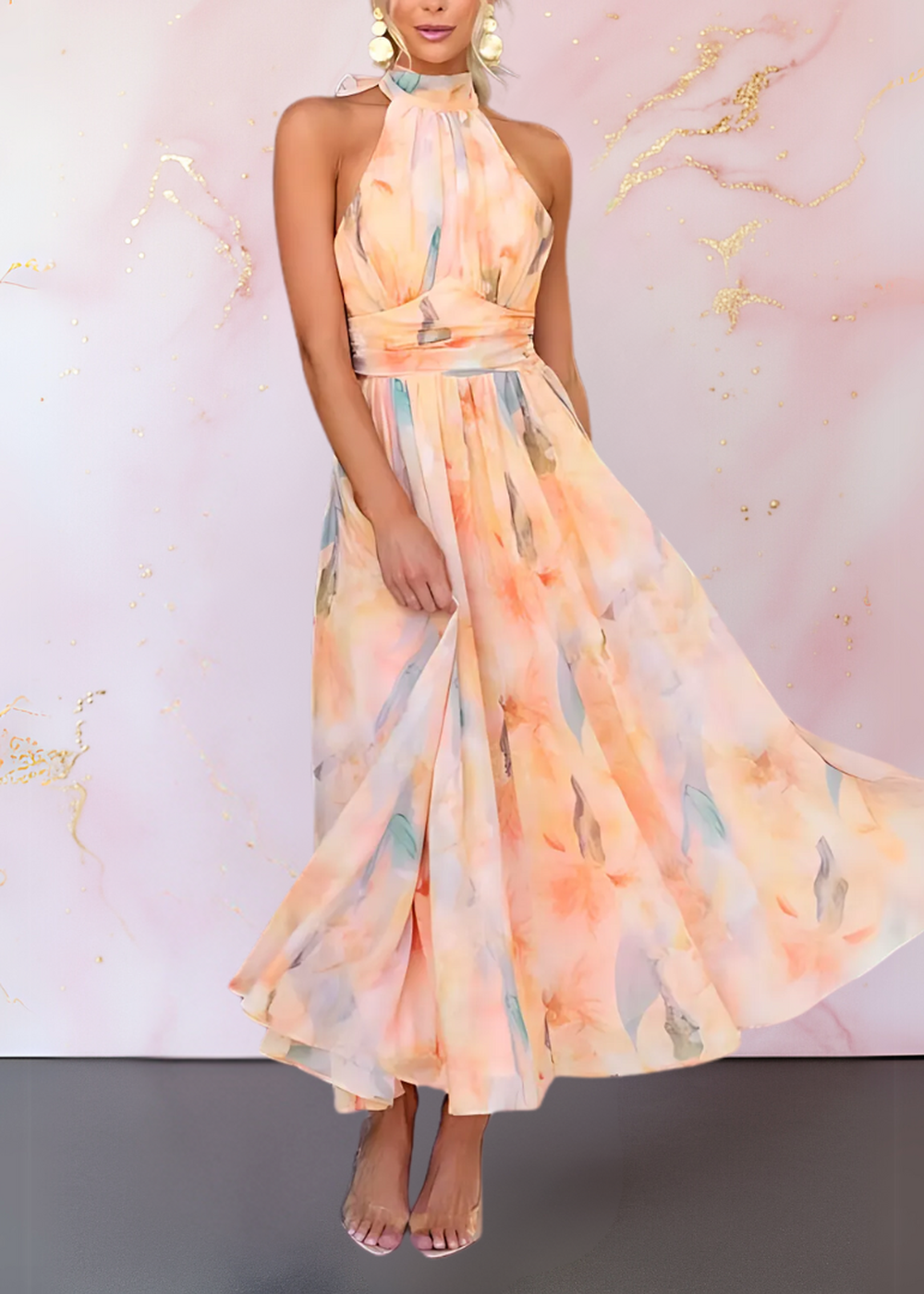 Milava™ | Liora Miękki Kwiatowy Sukienka