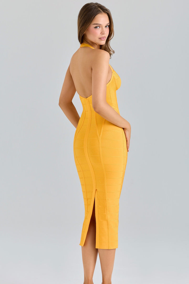 Milava™ | Sukienka bandażowa midi Annelise o zaokrąglonym kroju