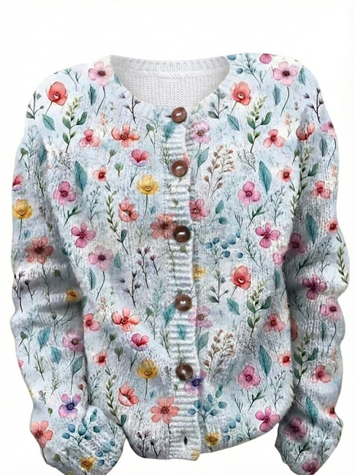 Milava™ Kardigan vintage z kwiatowym nadrukiem
