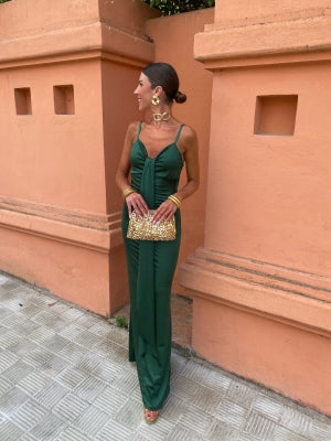 Milava™ | Satiny Dress with Button Detail