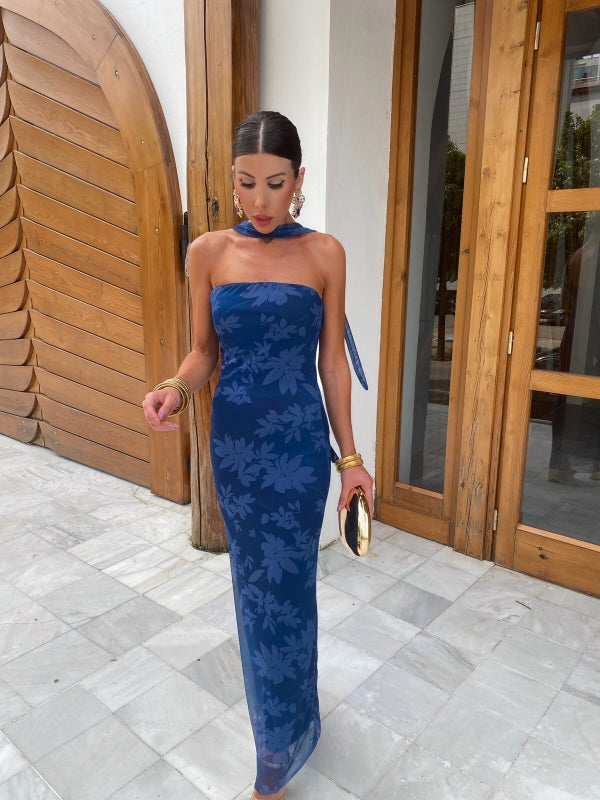 Milava™ | Sukienka bez ramiączek z szalowym detalem