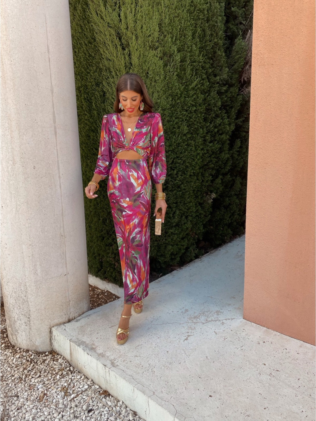 Milava™ | Sukienka midi z abstrakcyjnym wzorem